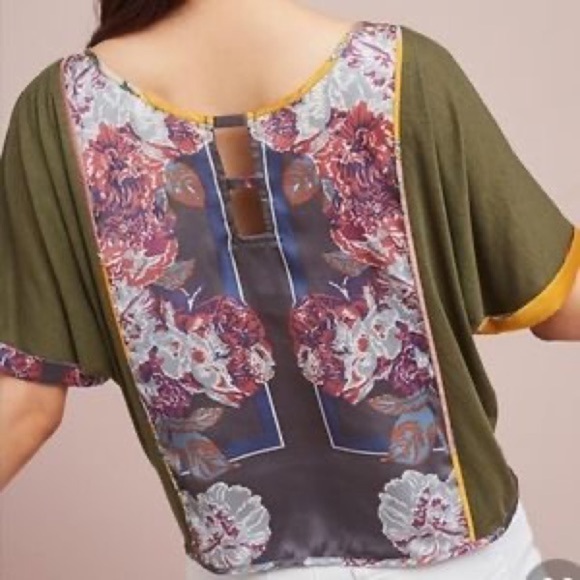 𝅺anthropologie Sz XS Tiny Scarf Tshirt - Picture 2 of 6